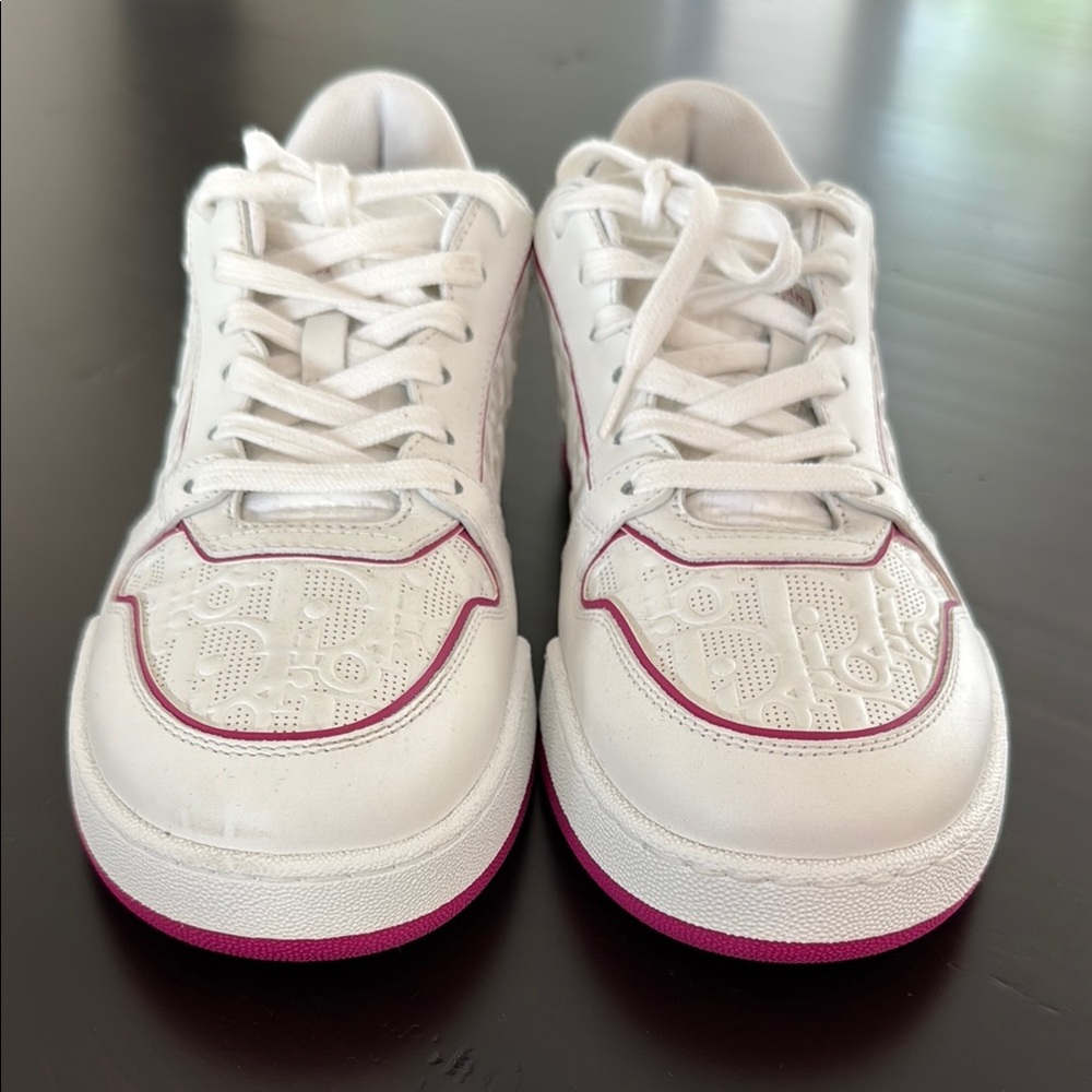 Dior One Oblique Lasered White and Hot Pink Women's Sneakers